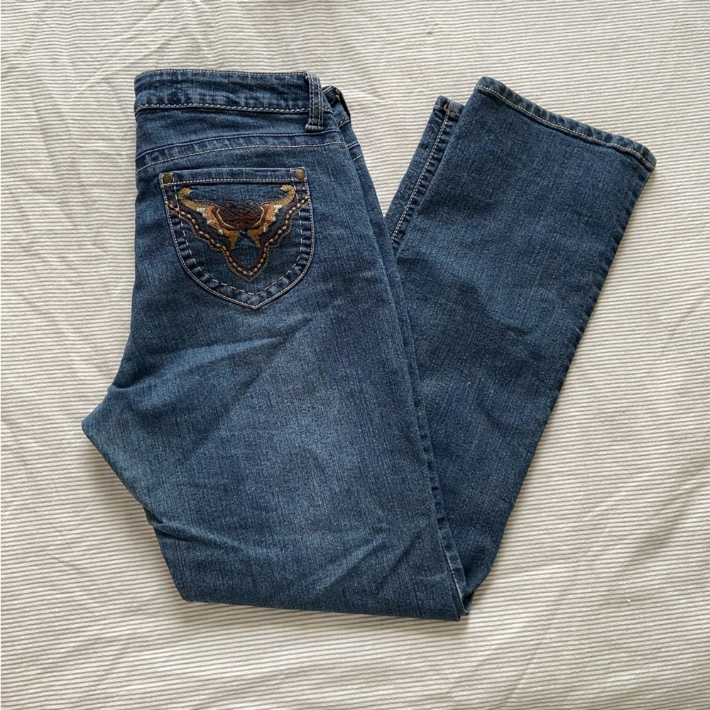Y2K Roadrunner Embroidered Mid Rise Bootcut Jeans